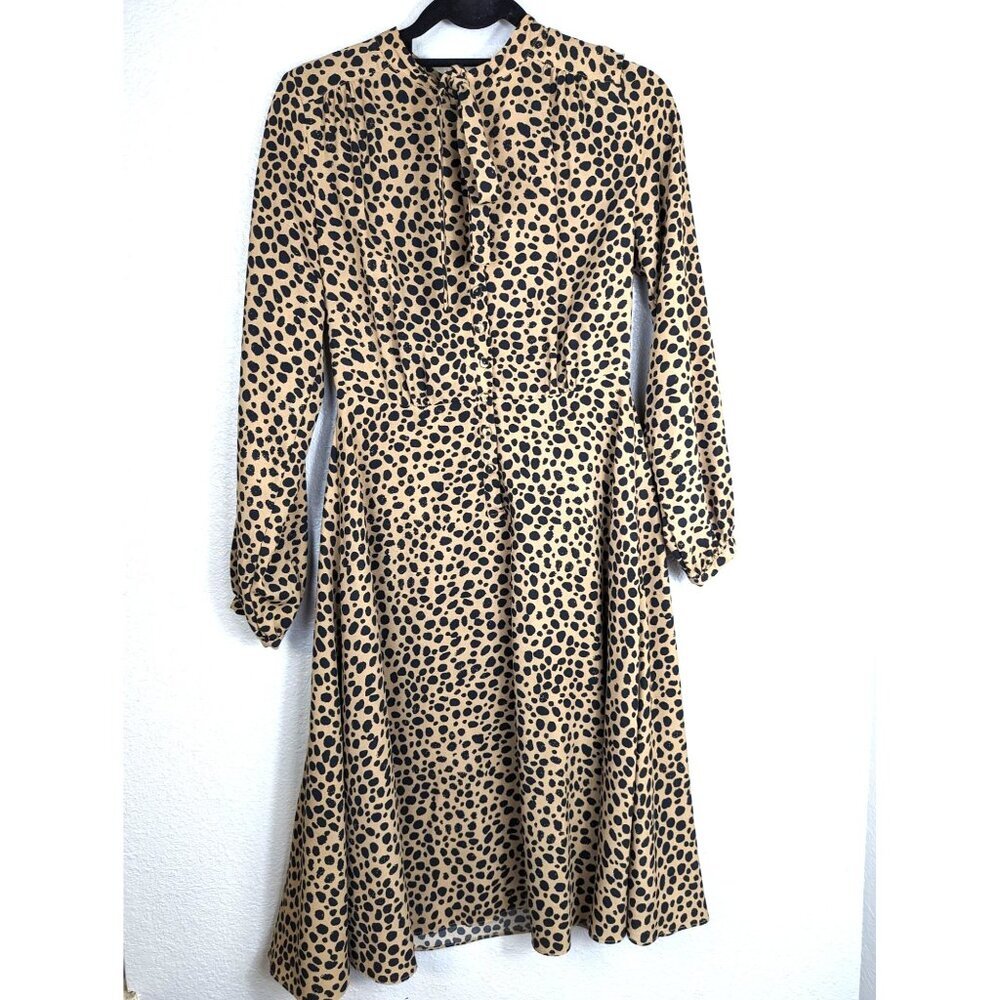 Gibson Latimer Women's Leopard Long Sleeve Fit & Flare Dress Size 4